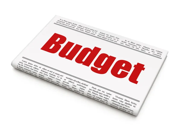 Concetto di valuta: titolo del giornale Budget — Foto Stock