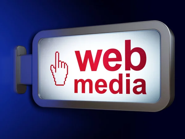 Web 发展理念︰ 网络媒体与鼠标光标在广告牌背景 — 图库照片