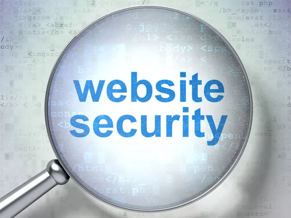 Webentwicklungskonzept: Website-Sicherheit mit optischem Glas — Stockfoto