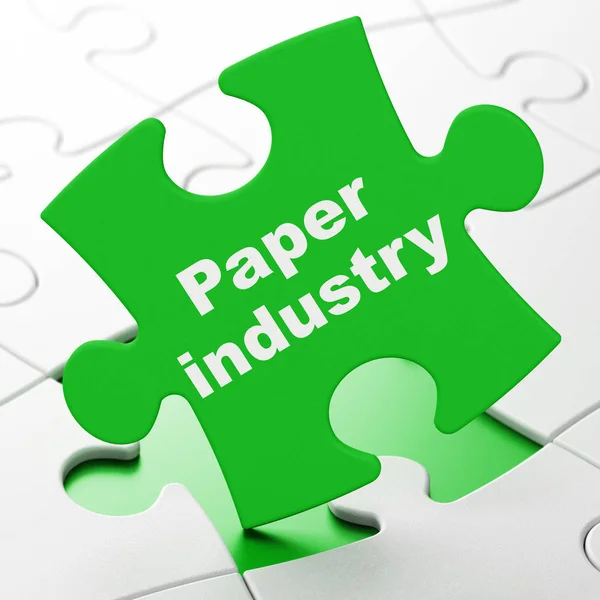 Branchenkonzept: Papierindustrie vor Puzzle-Hintergrund — Stockfoto