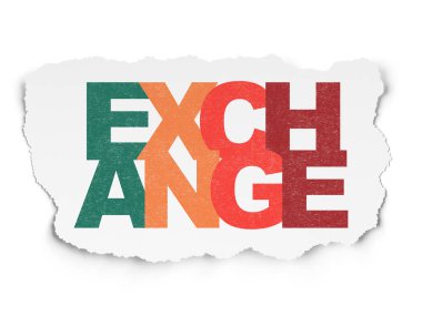 Para kavramı: Exchange yırtılmış kağıt arka plan üzerinde