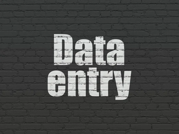 Data koncept: inmatning av Data på väggen bakgrund — Stockfoto