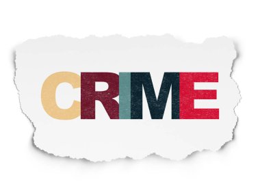Koruma kavramı: suç yırtılmış kağıt arka plan üzerinde