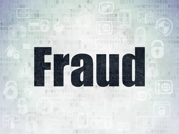 Conceito de proteção: Fraude no contexto do Papel de Dados Digitais — Fotografia de Stock