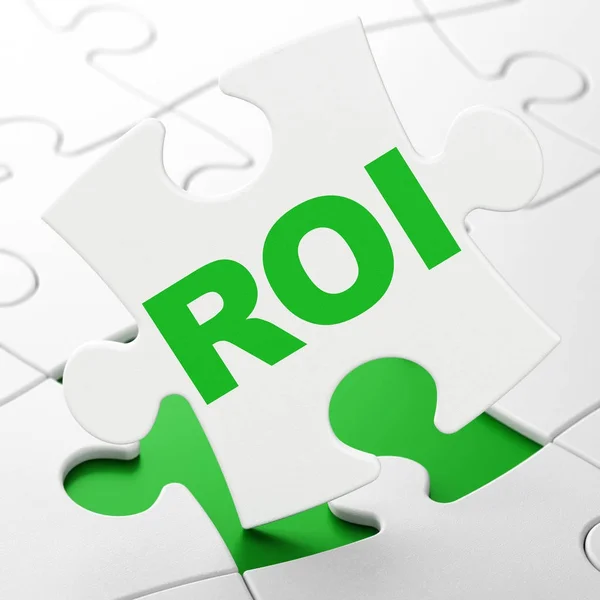 Bedrijfsconcept: roi op puzzel achtergrond — Stockfoto