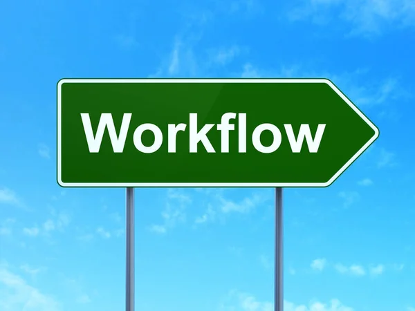 Business concept: Workflow on road sign background — Stock Photo, Image