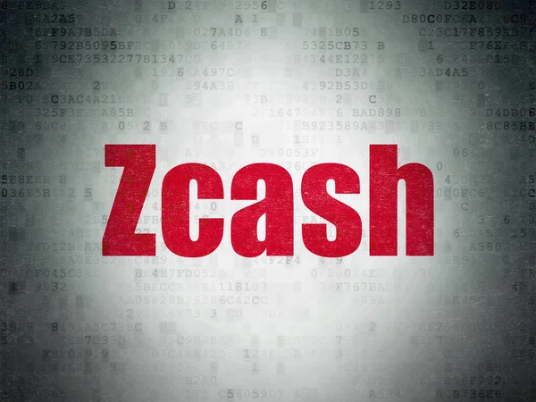 Cryptocurrency 概念： Zcash 数字数据纸张背景上 — 图库照片