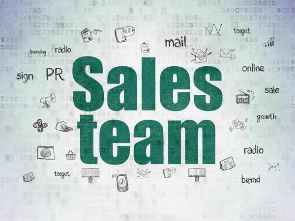 Concetto pubblicitario: team di vendita su sfondo Digital Data Paper — Foto Stock