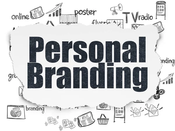 Маркетинговая концепция: персональный брендинг на фоне порванной бумаги — стоковое фото