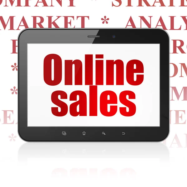 Marketing concept: Tablet Computer with Online Sales on display — Stock Photo, Image