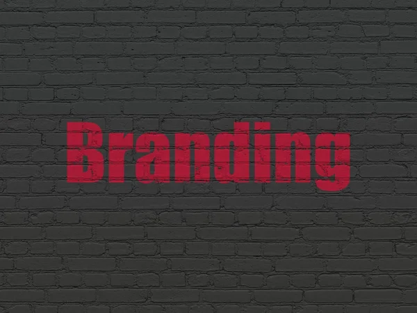 Conceito de publicidade: Branding no fundo da parede — Fotografia de Stock