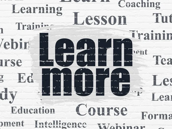 Concepto de aprendizaje: Aprende más sobre fondo de pared — Foto de Stock