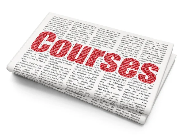 Učební koncept: kurzy na pozadí noviny — Stock fotografie