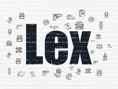 Hukuk kavramı: Lex duvar arka plan üzerinde
