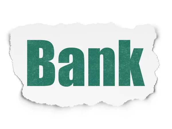 Χρήματα έννοια: Τράπεζα σε χαρτί σχιστεί φόντο — Φωτογραφία Αρχείου