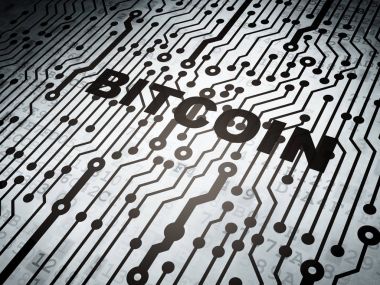 Cryptocurrency kavramı: devre kartı Bitcoin ile