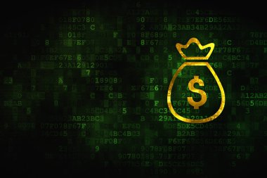 Bankacılık kavramı: dijital arka plan üzerinde para çantası