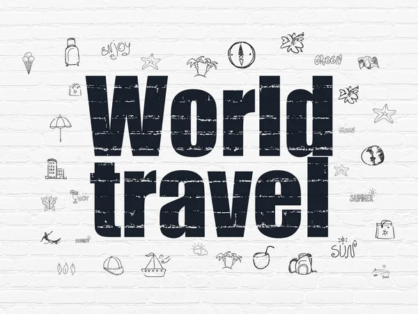 Έννοια του τουρισμού: World Travel σε φόντο τοίχο — Φωτογραφία Αρχείου