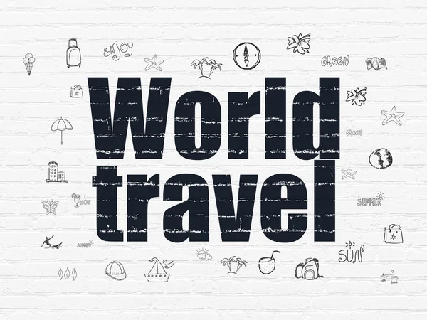 Concept touristique : World Travel sur fond de mur — Photo