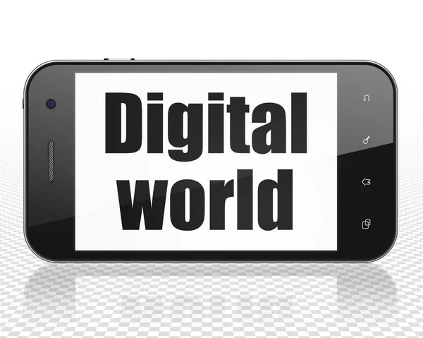 Concepto de información: Smartphone con mundo digital en pantalla — Foto de Stock