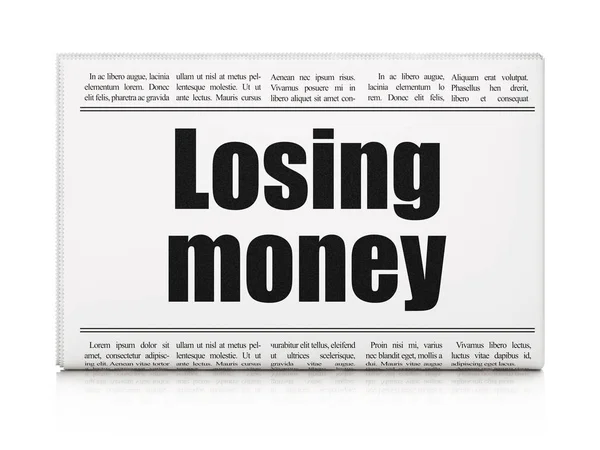 Concepto de dinero: titular del periódico Losing Money — Foto de Stock