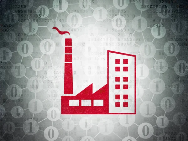 Financiën concept: industrie gebouw op digitale Data-Paper achtergrond — Stockfoto