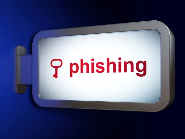 Concetto di sicurezza: Phishing e chiave su sfondo cartellone — Foto Stock