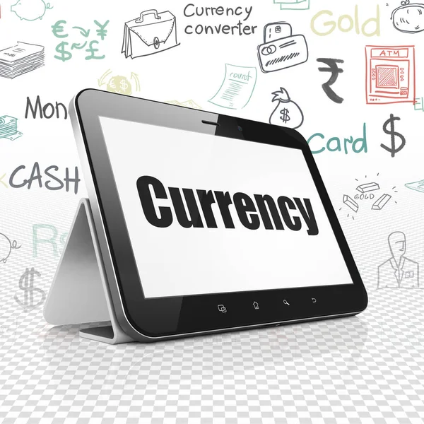 货币概念: 显示货币的平板电脑 — 图库照片