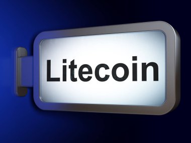 Cryptocurrency kavramı: billboard arka plan üzerinde Litecoin