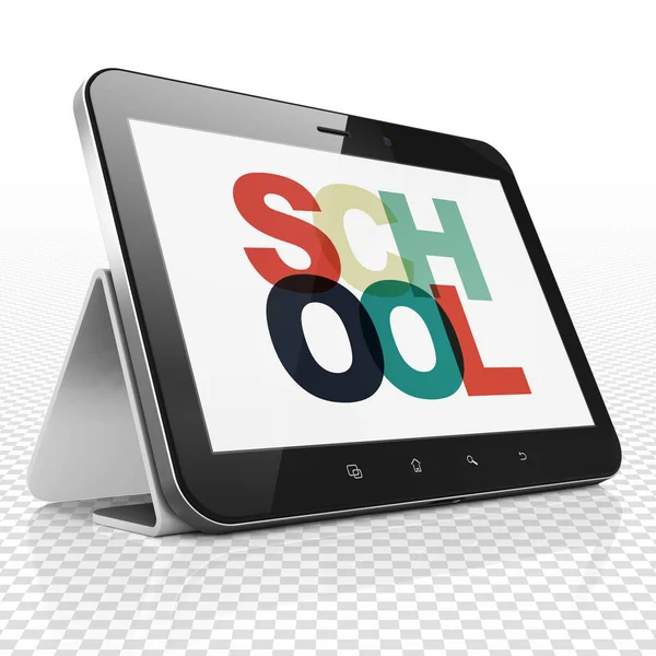 Oktatási koncepció: iskola a bemutatás tábla-PC — Stock Fotó
