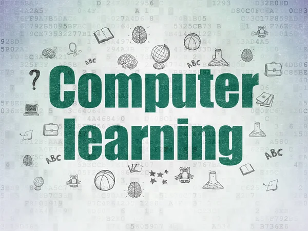 Koncepcja studia: Computer Learning na tle cyfrowych danych papierze — Zdjęcie stockowe