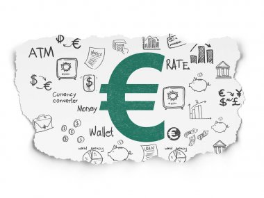 Bankacılık kavramı: Euro yırtılmış kağıt arka plan üzerinde
