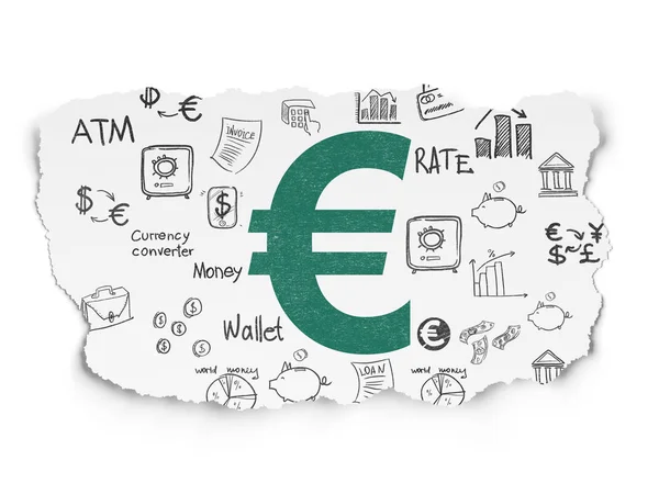Bankenkonzept: Euro auf zerrissenem Papier — Stockfoto