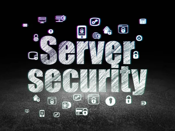 Safety concept: Server Security in grunge dark room — Stock Photo, Image