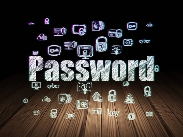 Concetto di privacy: Password in camera oscura grunge — Foto Stock