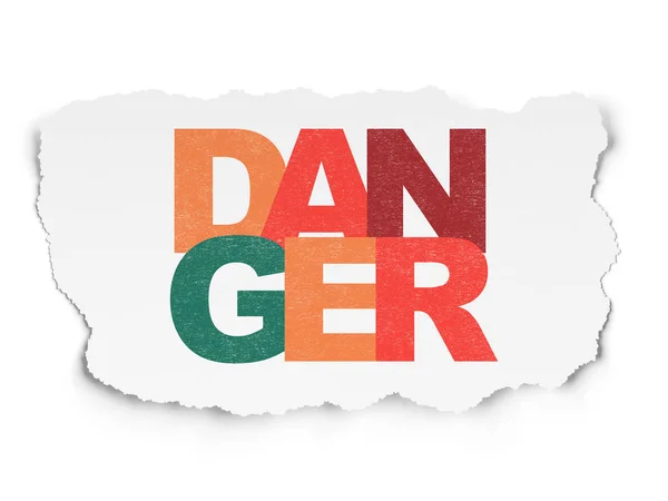 Protection concept: Danger on Torn Paper background — Stock Photo, Image