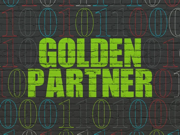 Bedrijfsconcept: Gouden Partner op muur achtergrond — Stockfoto