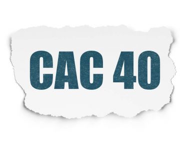 Borsa endeksler kavramı: Cac 40 yırtılmış kağıt arka plan üzerinde