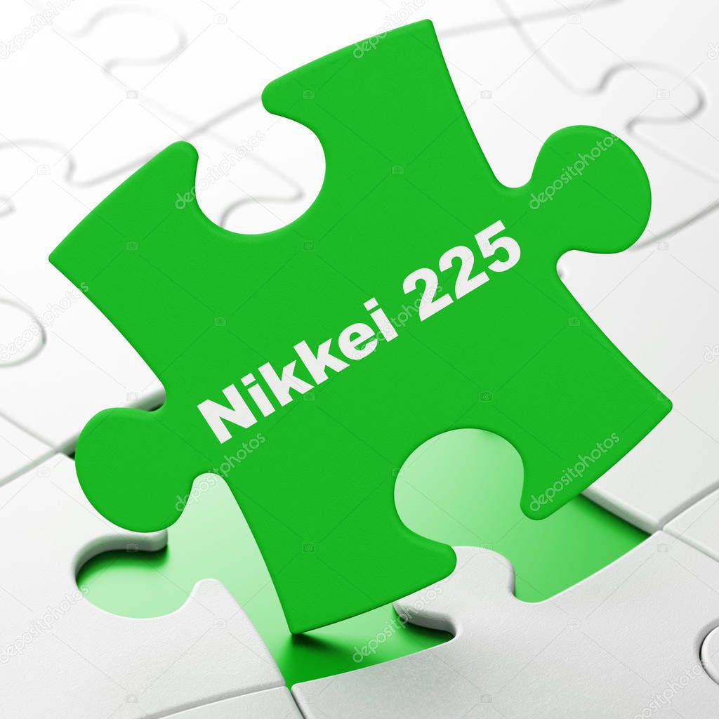 Stock market indexes concept: Nikkei 225 on puzzle background