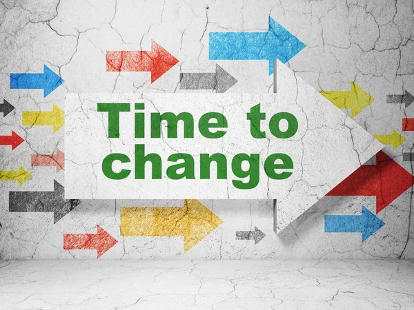 Timeline concept: arrow with Time to Change on grunge wall background — Stock Photo, Image