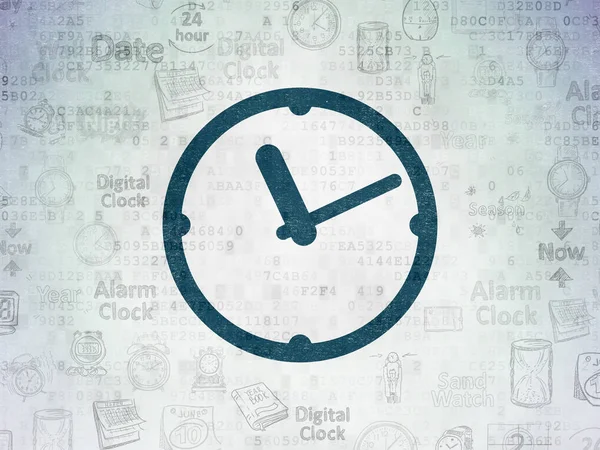 Concept de chronologie : Horloge sur fond de papier numérique de données — Photo