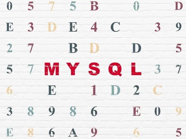 Концепция программного обеспечения: MySQL на фоне стен — стоковое фото