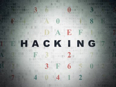 Güvenlik kavramı: dijital veri kağıt arka plan üzerinde Hacking