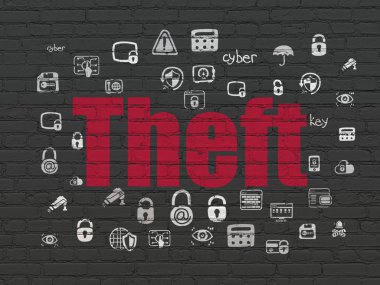 Emniyet konsepti: hırsızlık duvar arka plan üzerinde