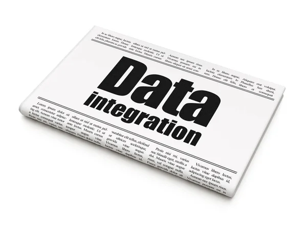 Data concept: newspaper headline Data Integration — Stock Photo, Image