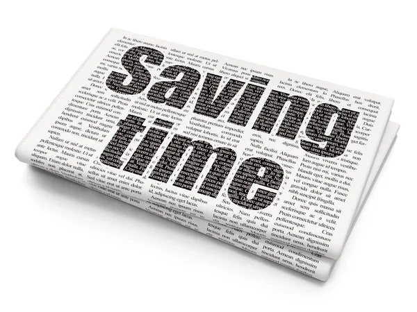 Time concept: Saving Time on Newspaper background — Stock Photo, Image