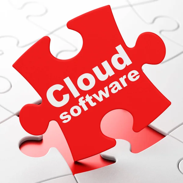 Concepto de computación en nube: software en la nube en el fondo del rompecabezas — Foto de Stock