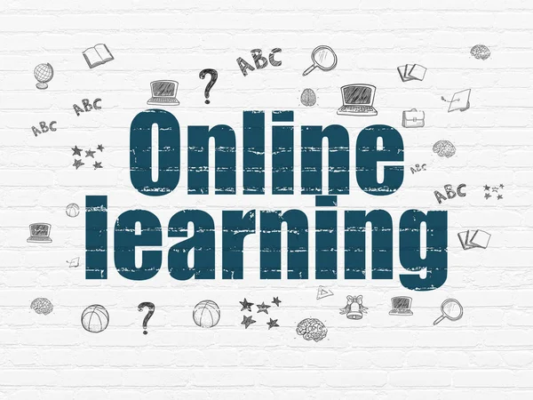 Conceito de educação: Online Learning on wall background — Fotografia de Stock