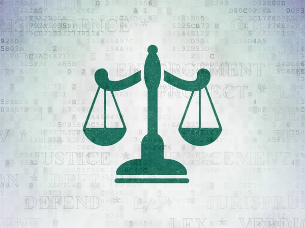 Νομική έννοια: Κλίμακα σε φόντο Ψηφιακού Χαρτιού Δεδομένων — Φωτογραφία Αρχείου