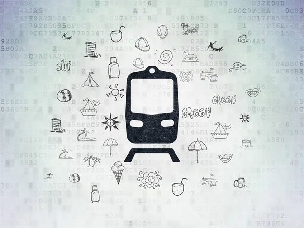 Conceito de viagem: Train on Digital Data Paper background — Fotografia de Stock